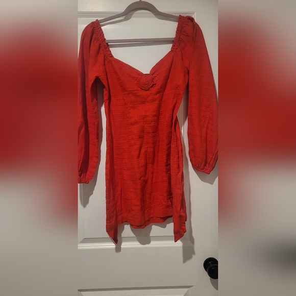 Free People Red Dress with Flower/Rose - Picture 5 of 15